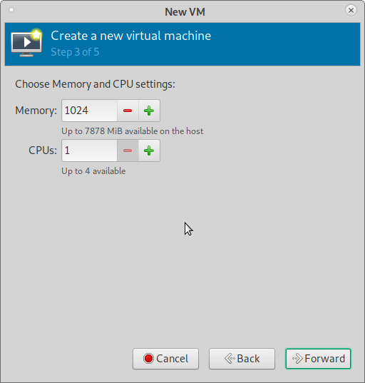 Set Memory and CPU for VM