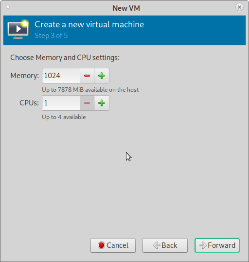 Create new virtual machine