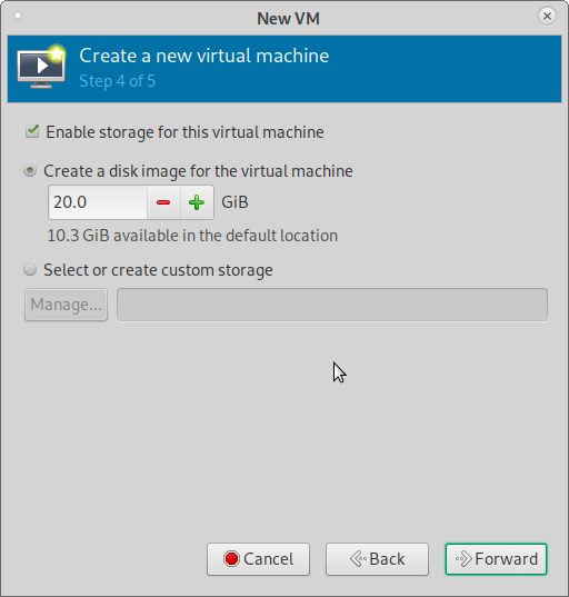 Create Storage Space for VM