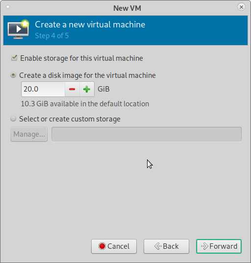 Create new virtual machine