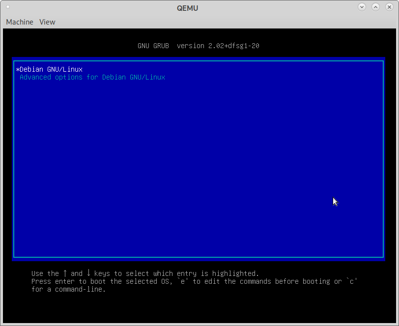 Installed Debian Buster Grub2 Boot Screen